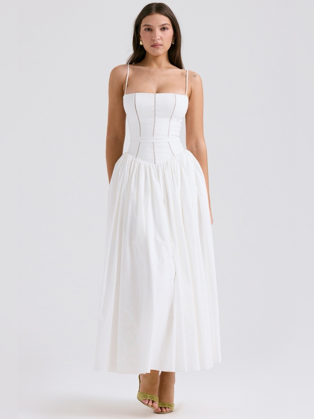House of CB YSABELLA White Cotton Maxi Sundress, Size Medium, $299 - Picture 3 of 15